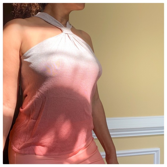 NWT! WHBM TEA ROSE OMBRÉ HALTER TOP - Picture 4 of 15